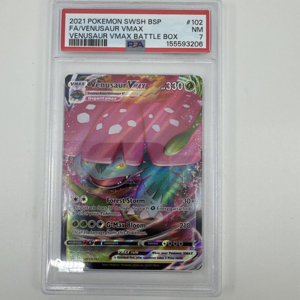 PSA 7 VENUSAUR VMAX SWSH102 BLACK STAR PROMO FULL ART BATTLE BOX POKEMON